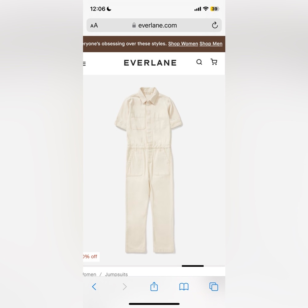 NWT Everlane Cream Jumpsuit - Picture 5 of 8